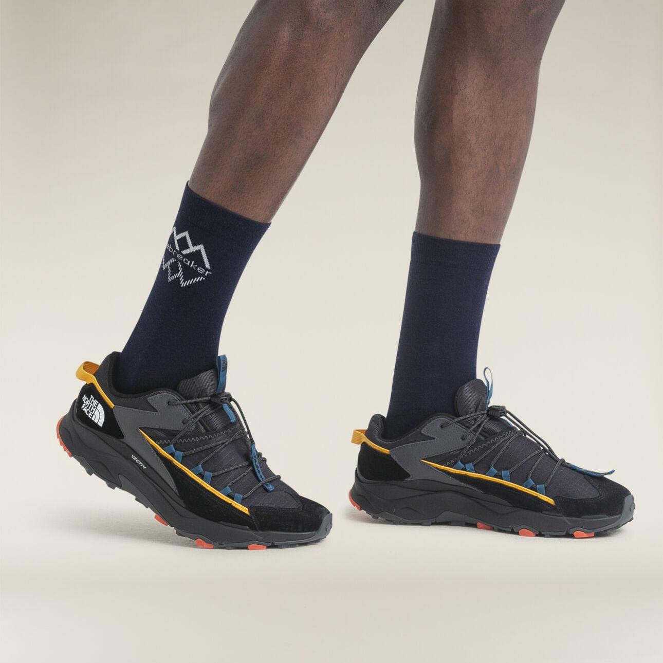 Men's Icebreaker Merino Lifestyle Fine Gauge Crew IB Logo Reflections Socks Midnight Navy/Snow-Apparel-33-OFF