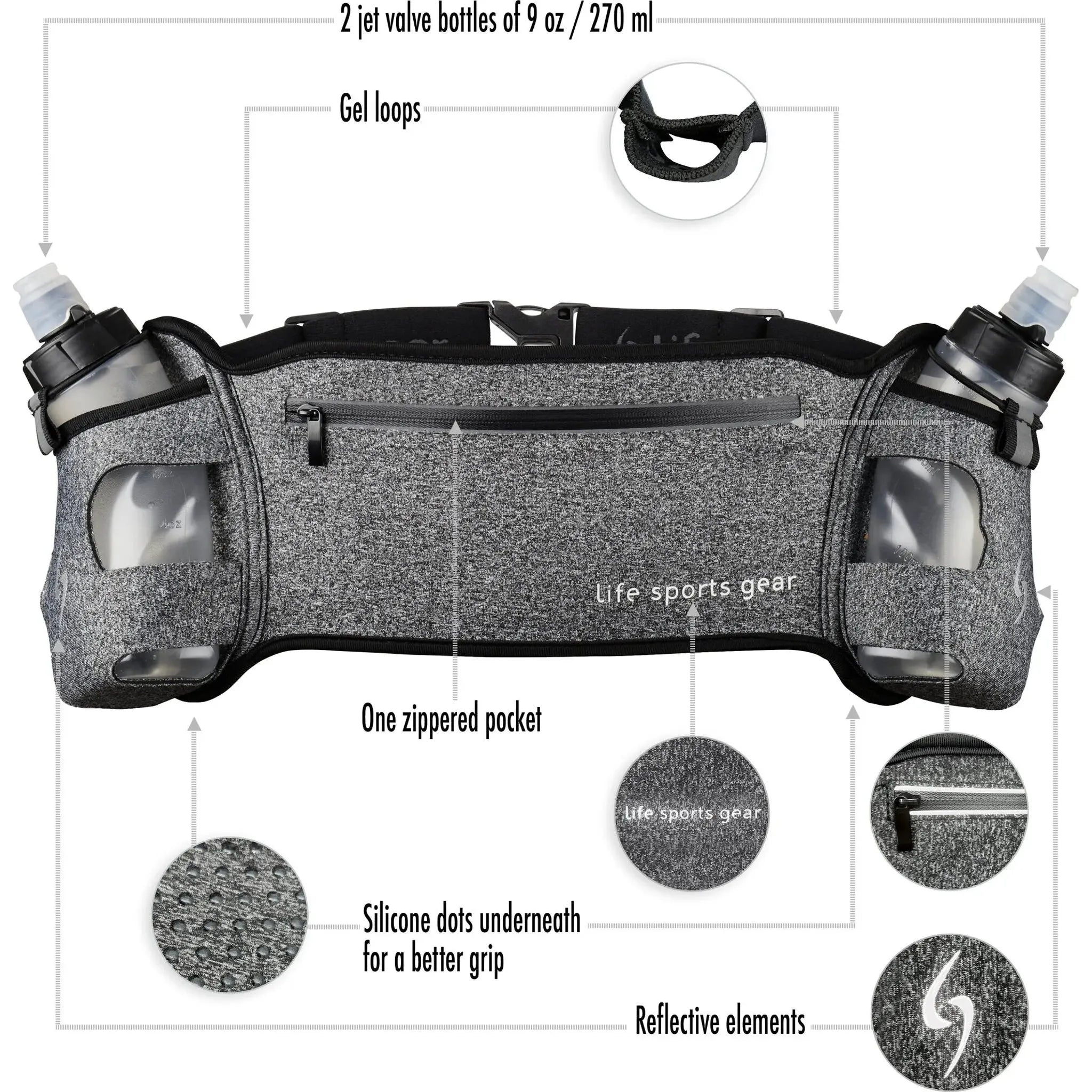 Unisex Life Sports Gear Eco Wave Hydration Belt Gris-Accessories-33-OFF